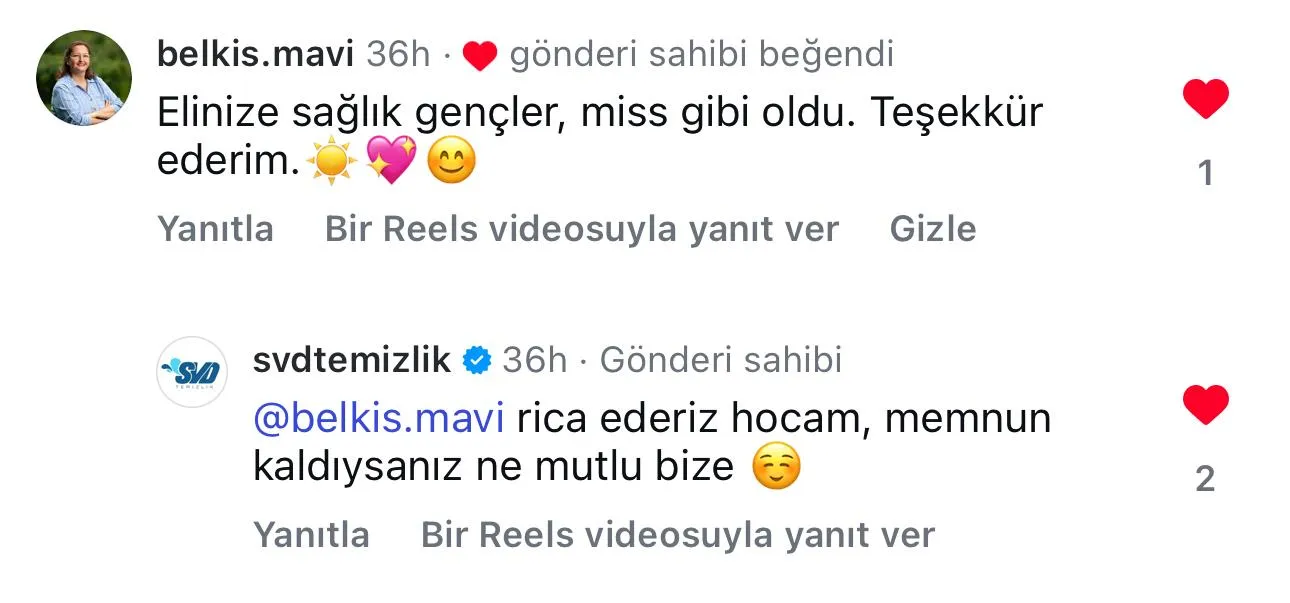 SVD Temizlik müşteri yorumu koltuk yıkama Ankara