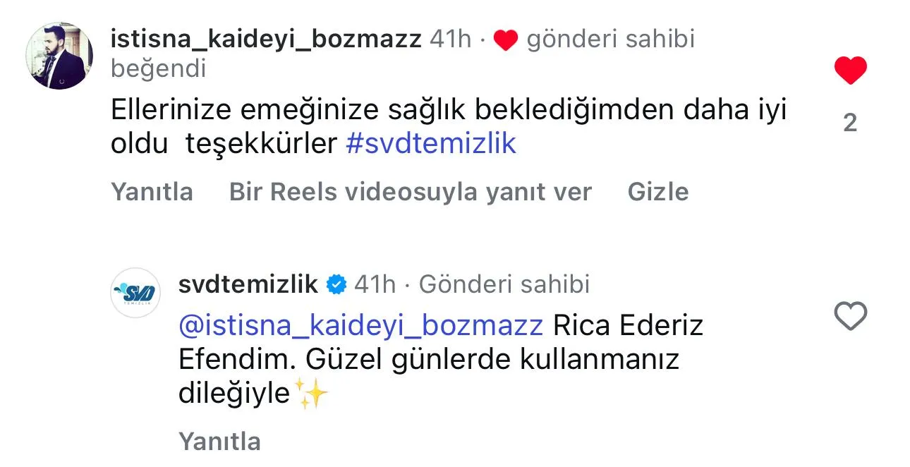 SVD Temizlik müşteri yorumu koltuk yıkama Ankara