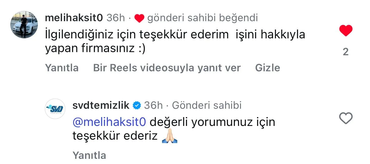 SVD Temizlik müşteri yorumu koltuk yıkama Ankara