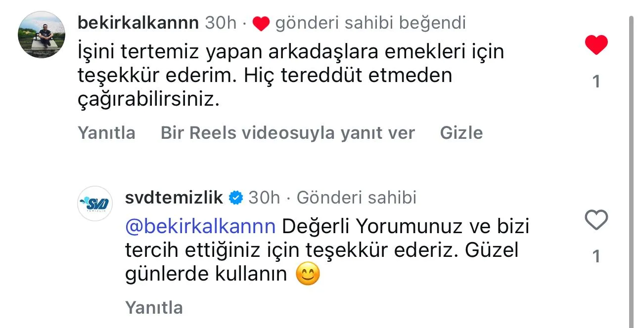 SVD Temizlik müşteri yorumu koltuk yıkama Ankara