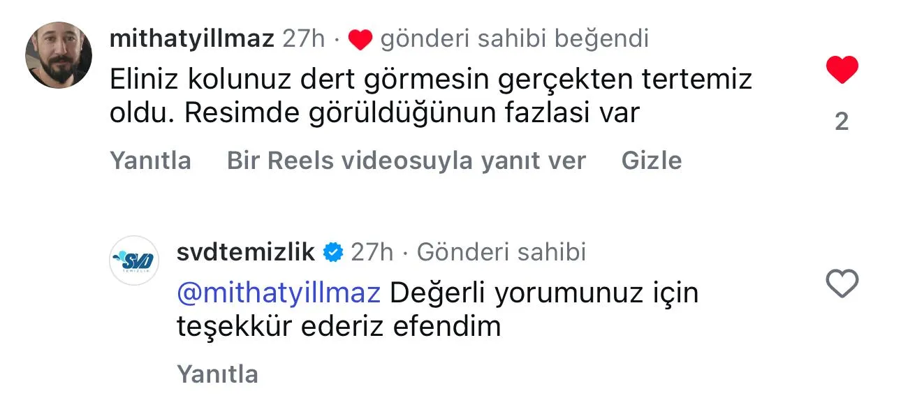 SVD Temizlik müşteri yorumu koltuk yıkama Ankara