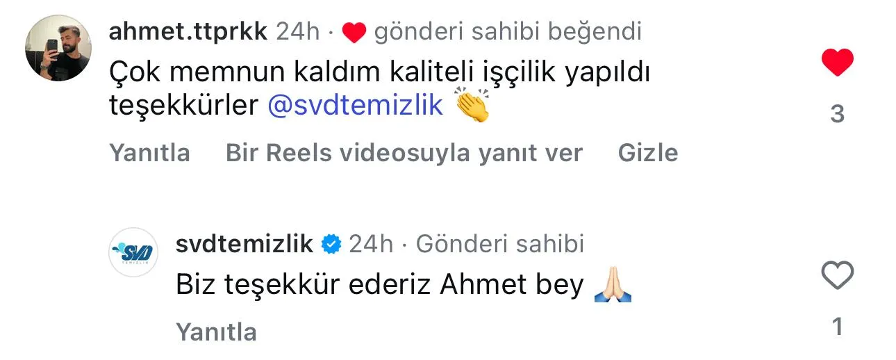 SVD Temizlik müşteri yorumu koltuk yıkama Ankara