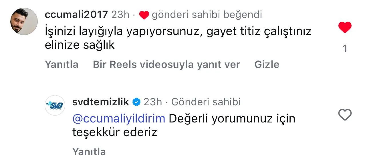 SVD Temizlik müşteri yorumu koltuk yıkama Ankara