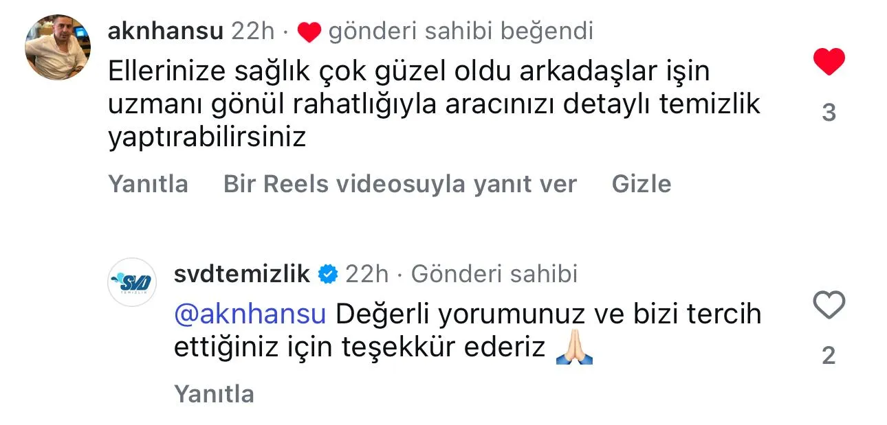 SVD Temizlik müşteri yorumu koltuk yıkama Ankara