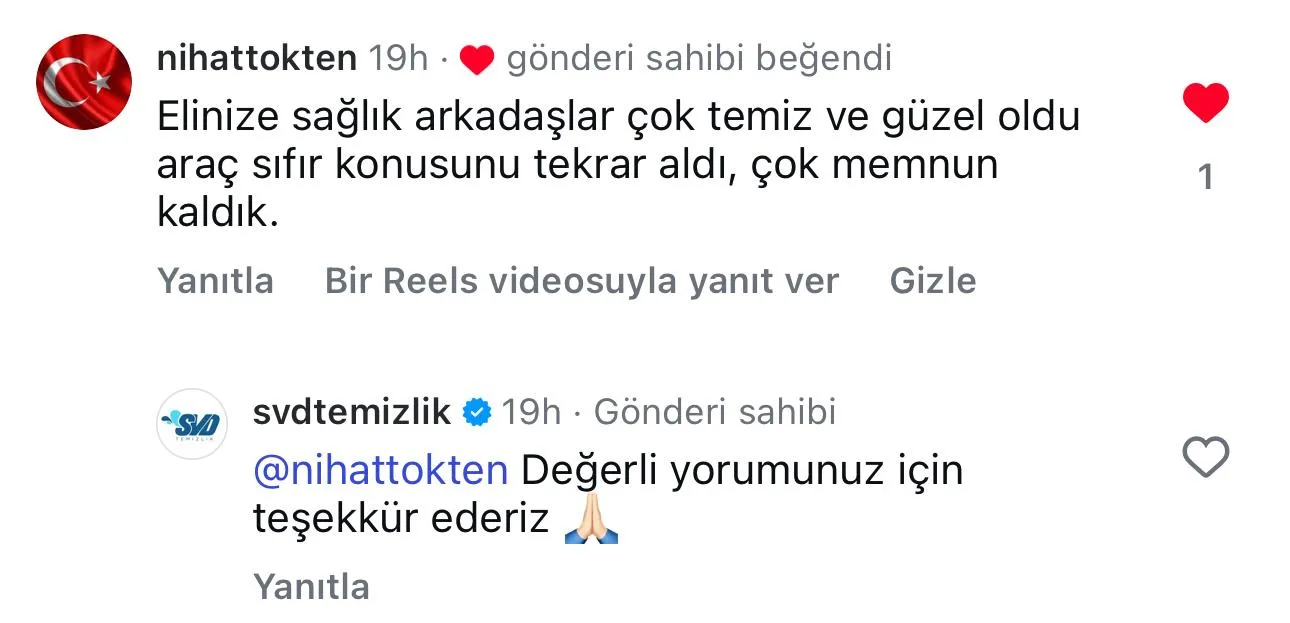 SVD Temizlik müşteri yorumu koltuk yıkama Ankara