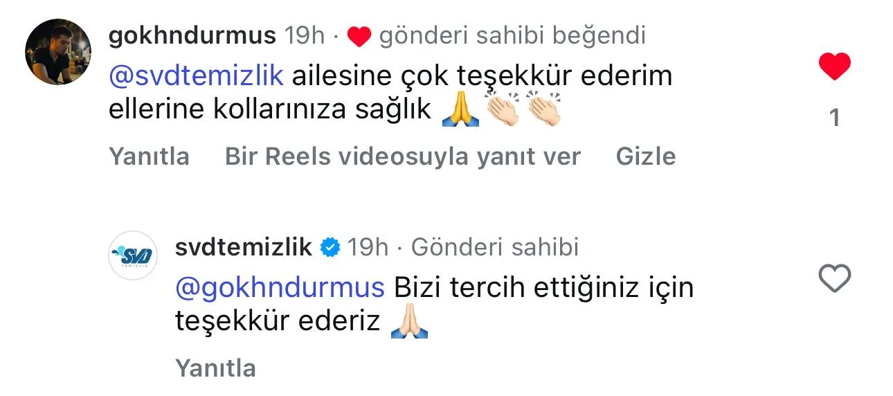 SVD Temizlik müşteri yorumu koltuk yıkama Ankara
