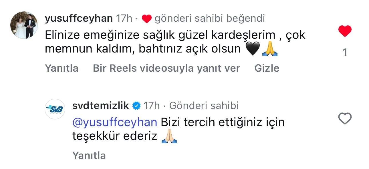 SVD Temizlik müşteri yorumu koltuk yıkama Ankara