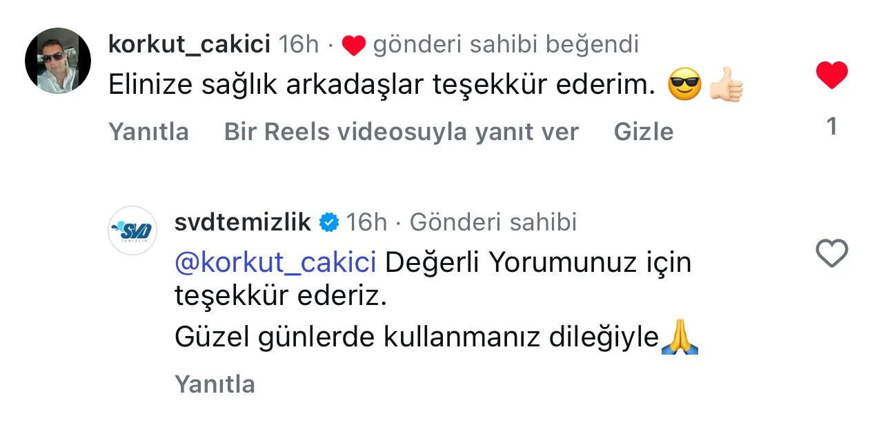 SVD Temizlik müşteri yorumu koltuk yıkama Ankara