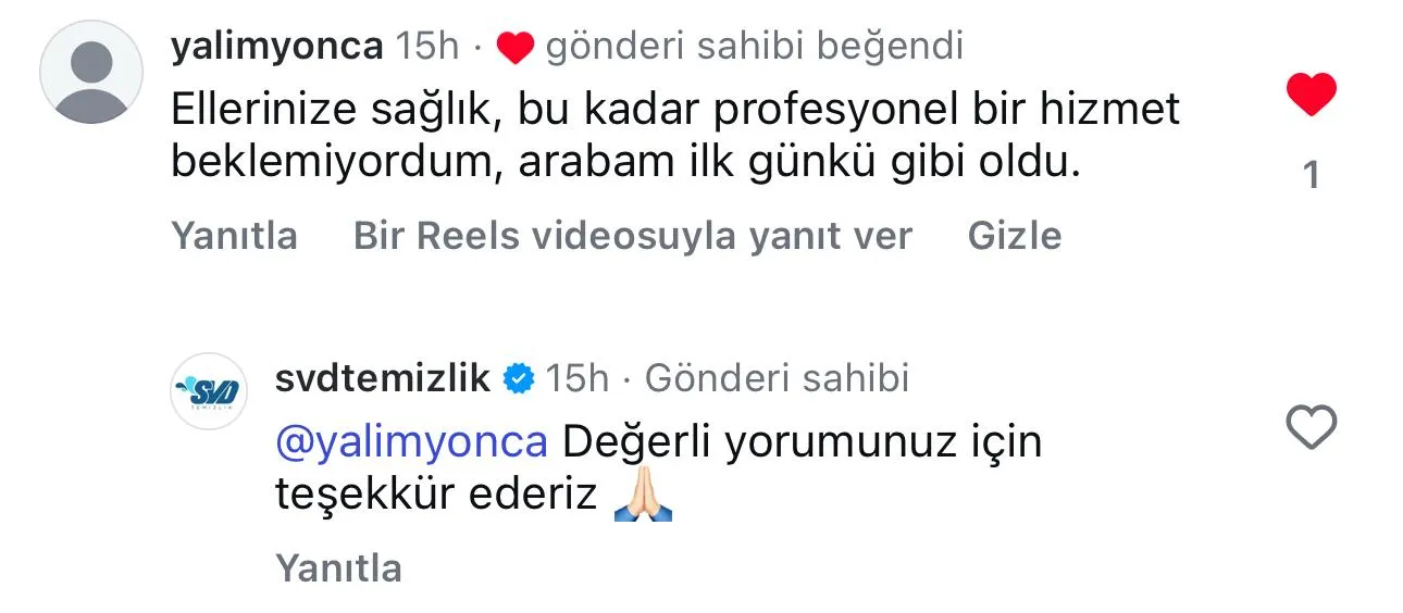 SVD Temizlik müşteri yorumu koltuk yıkama Ankara
