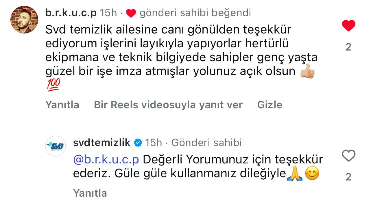 SVD Temizlik müşteri yorumu koltuk yıkama Ankara