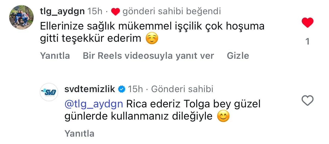 SVD Temizlik müşteri yorumu koltuk yıkama Ankara