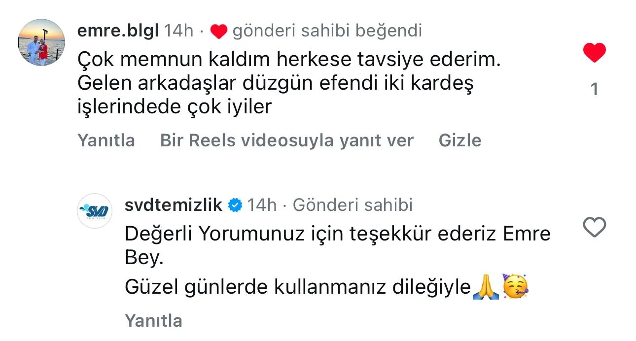 SVD Temizlik müşteri yorumu koltuk yıkama Ankara