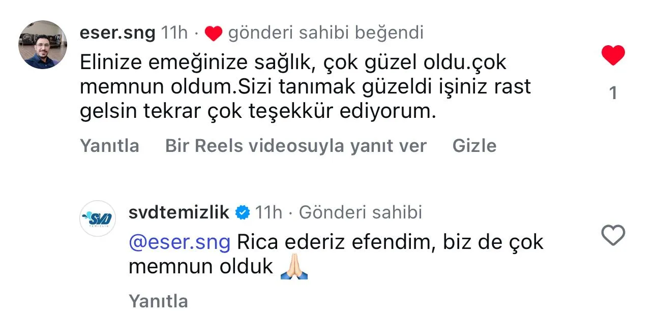 SVD Temizlik müşteri yorumu koltuk yıkama Ankara