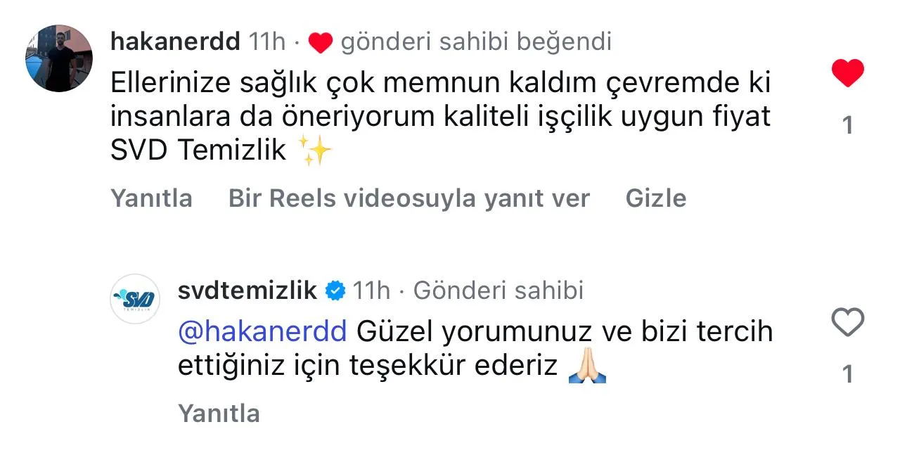 SVD Temizlik müşteri yorumu koltuk yıkama Ankara