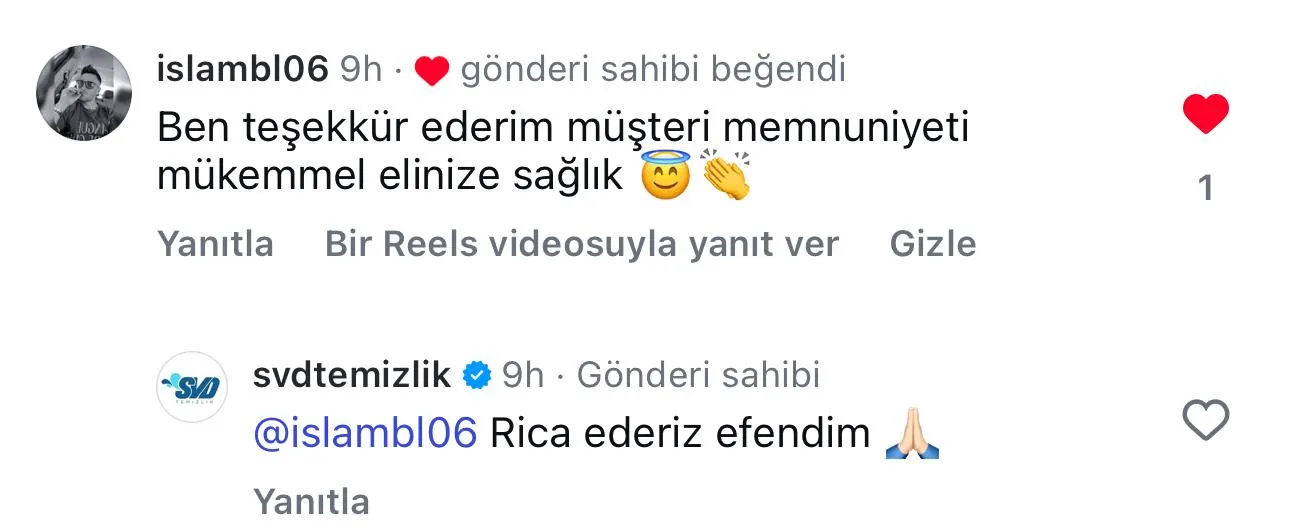 SVD Temizlik müşteri yorumu koltuk yıkama Ankara