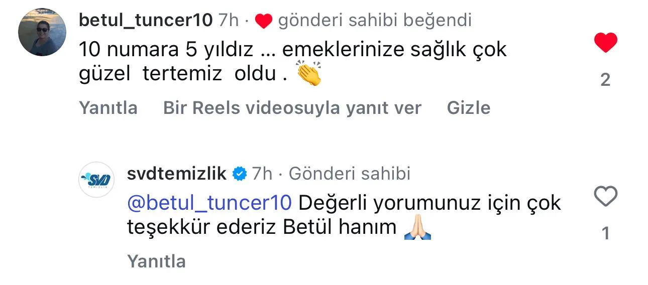 SVD Temizlik müşteri yorumu koltuk yıkama Ankara