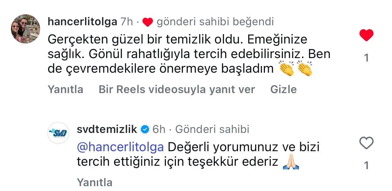 SVD Temizlik müşteri yorumu koltuk yıkama Ankara