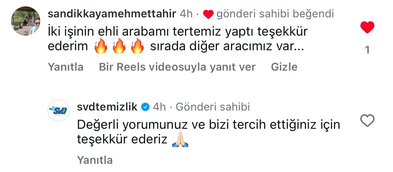 SVD Temizlik müşteri yorumu koltuk yıkama Ankara