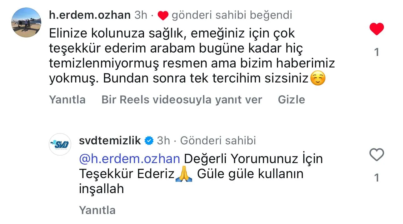 SVD Temizlik müşteri yorumu koltuk yıkama Ankara