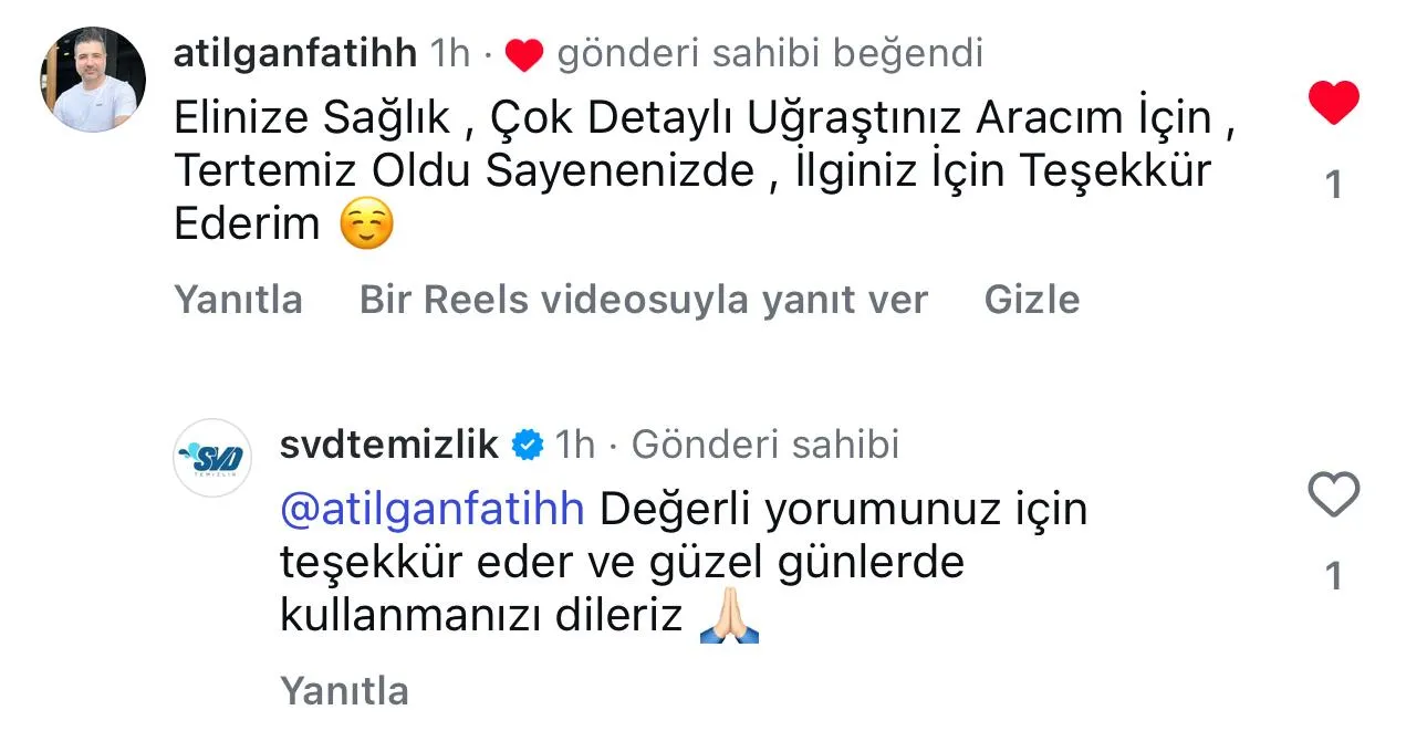 SVD Temizlik müşteri yorumu koltuk yıkama Ankara