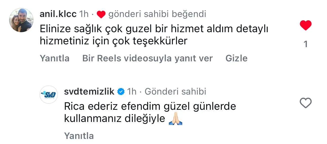 SVD Temizlik müşteri yorumu koltuk yıkama Ankara
