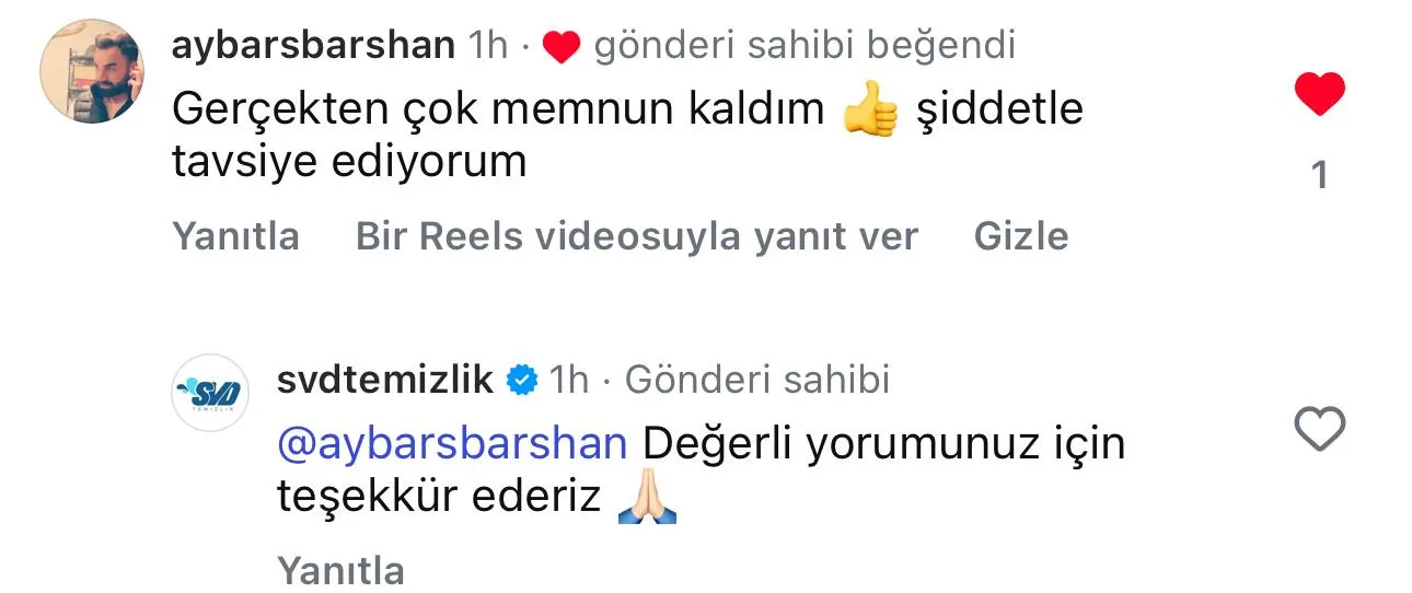 SVD Temizlik müşteri yorumu koltuk yıkama Ankara