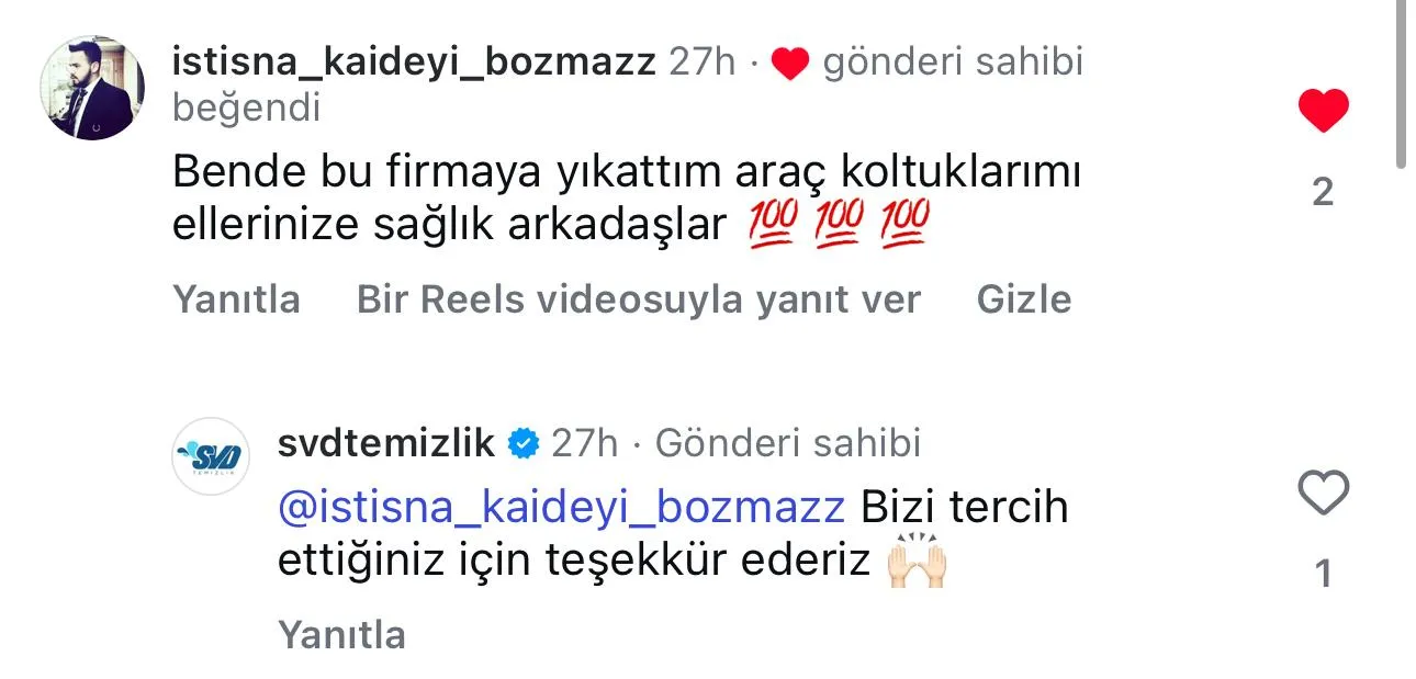 SVD Temizlik müşteri yorumu koltuk yıkama Ankara